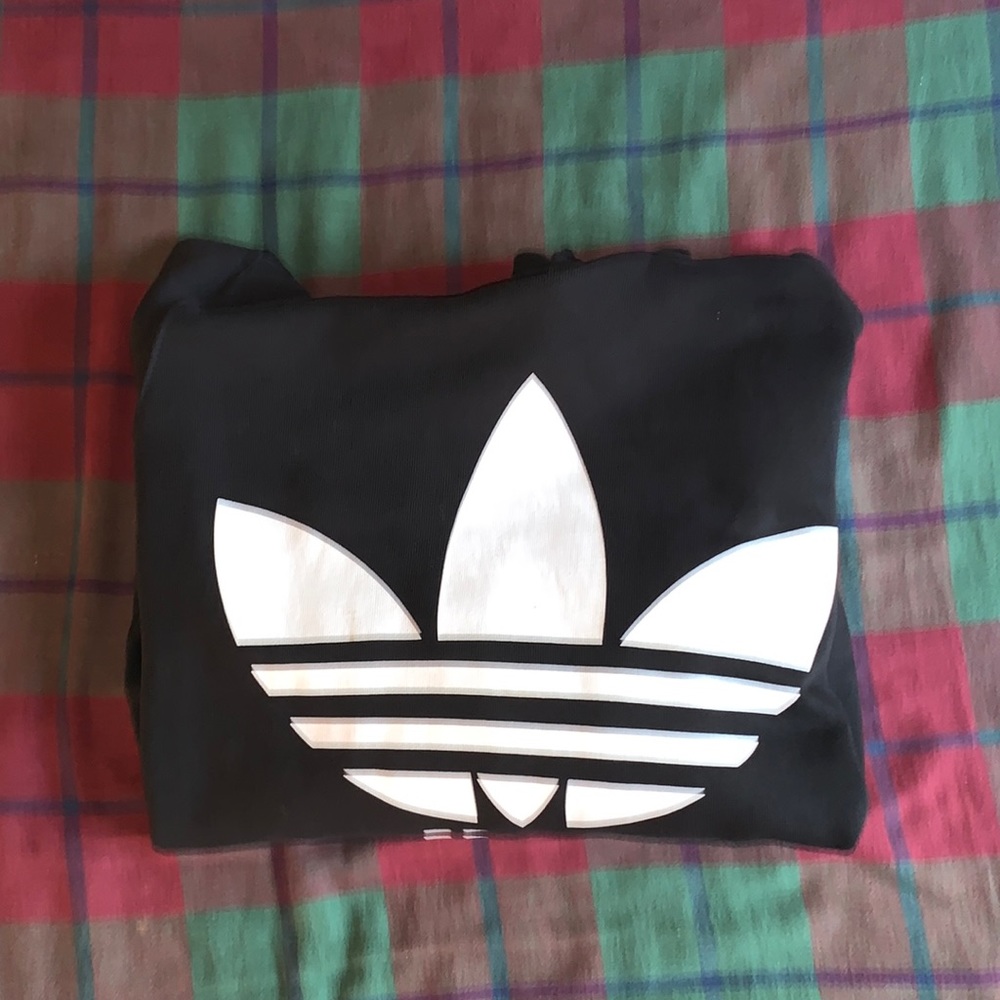 Oversized Adidas Basic Black Hoodie Size L
